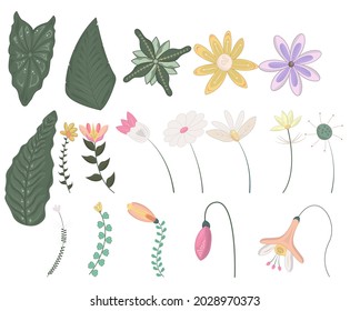 Blätter und Blumenmuster-Vektorgrafik 