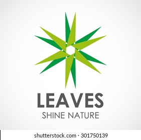 Leaves flower shine abstract vector logo design template nature business icon green company symbol concept