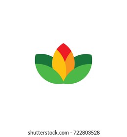 leaves and flower symbol logo vector