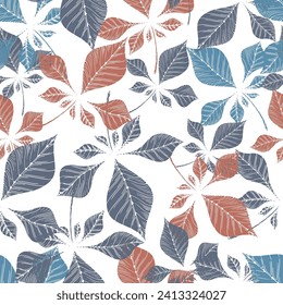 Leaves and flowers. Hand-drawn graphics. Seamless patterns for fabric and packaging design. A textile pattern.