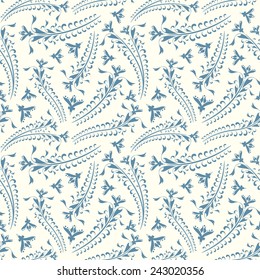 leaves and flowers on a white background in seamless pattern