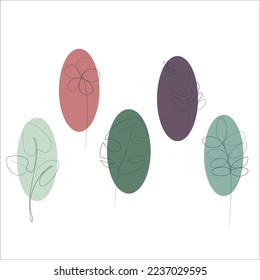 Leaves and flowers outline without filling