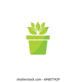 Leaves of flowers in pots logo design
