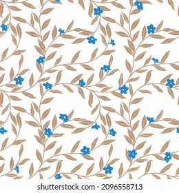 Leaves and flowers seamless background. Stock vector illustration