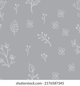 Las hojas y las flores son un patrón sin fisuras. Textura de fondo de elementos de naturaleza Doodle. Diseño botánico.
