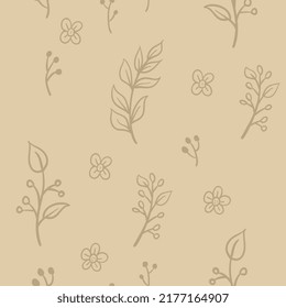 Las hojas y las flores son un patrón sin fisuras. Textura de fondo de elementos de naturaleza Doodle. Diseño botánico.
