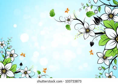 Leaves and flowers in the sky