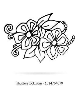 Leaves or flowers vector design icon. Sketch icon isolated on background. Hand drawn sketch. - Vector