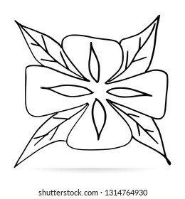 Leaves or flowers vector design icon. Sketch icon isolated on background. Hand drawn sketch. - Vector