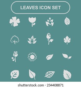 leaves flowers vector icon set