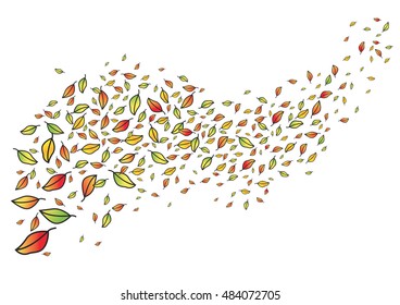 Leaves fly around in the wind, fall. A concept vector illustration