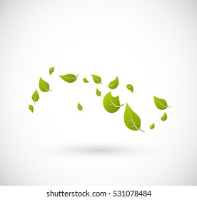 Leaves flying with the wind vector 