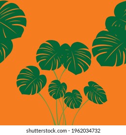 leaves forming a seamless pattern. Art design with orange backgrounds for paper, covers, fabrics, interior decoration, clothes, blankets