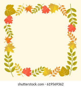 leaves frame in autumn theme, for thanksgiving