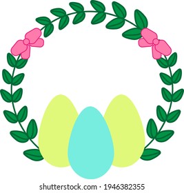 Leaves frame with easter eggs illustration