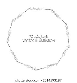 Hojas marco. Estilo dibujado a mano del boceto del doodle. Marco floral del dibujo, elemento floreciente del diseño para la boda, tarjeta de felicitación