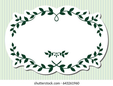 Leaves frame on green background