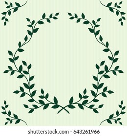 Leaves frame on green background