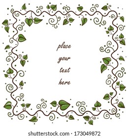 Leaves frame. Sketch vector element for romantic design