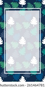 Leaves frame. Tropical leaves and flower frame, border, wallpaper, background with copy space for text