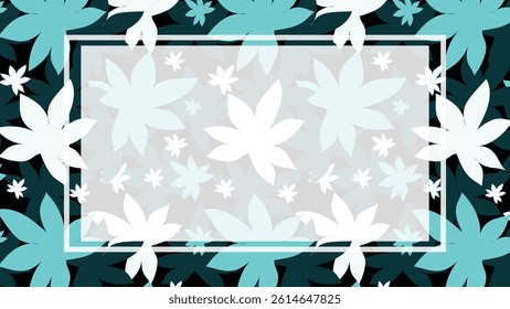 Leaves frame. Tropical leaves and flower frame, border, wallpaper, background with copy space for text