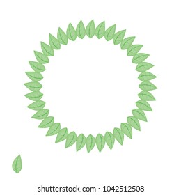 Leaves frame vector, green leaves in a circle. Vector leaves and place for text.