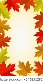 Leaves frame with yellow white gradient background nice for greeting card