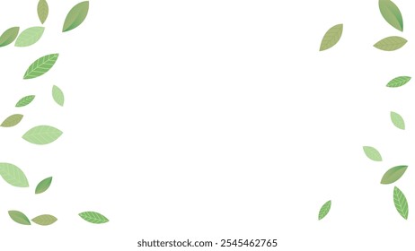  Leaves Fresh Vector White Background Branch. Realistic Leaf Plant. Green Foliage Abstract Wallpaper. Greens Organic,Green flying leaves wave,nature Day
