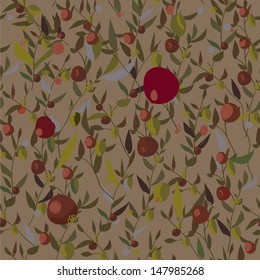 Leaves and fruits seamless pattern retro design