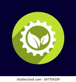 leaves gear icon vector button logo symbol concept.