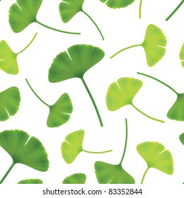 Leaves of ginkgo bilboa. Seamless vector illustration.