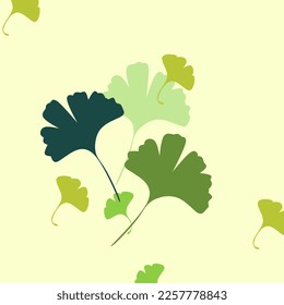  leaves of ginkgo biloba. Ginkgo biloba leaves silhouette in various colours. Botanical leaves silhouette. Vector image. 