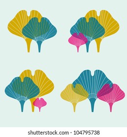 Leaves ginkgo. Elements for design. Vector illustration.