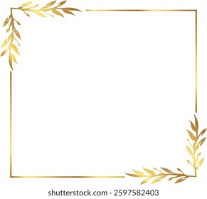 leaves Gold floral frame vector illustration. Good for banner, poster, greeting card, party card, invitation, template, advertising, campaign, and social media.