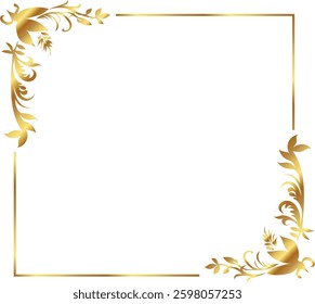 leaves Gold floral frame vector illustration. Good for banner, poster, greeting card, party card, invitation, template, advertising, campaign, and social media.