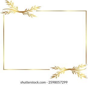 leaves Gold floral frame vector illustration. Good for banner, poster, greeting card, party card, invitation, template, advertising, campaign, and social media.