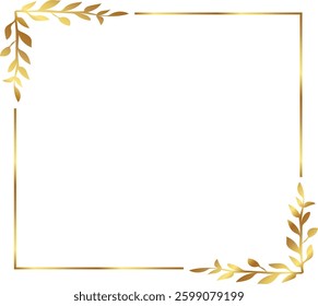 leaves Gold floral frame vector illustration. Good for banner, poster, greeting card, party card, invitation, template, advertising, campaign, and social media.