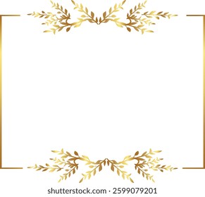 leaves Gold floral frame vector illustration. Good for banner, poster, greeting card, party card, invitation, template, advertising, campaign, and social media.