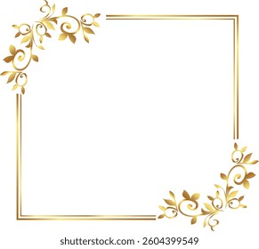 leaves Gold floral frame vector illustration. Good for banner, poster, greeting card, party card, invitation, template, advertising, campaign, and social media.
