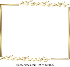 leaves Gold floral frame vector illustration. Good for banner, poster, greeting card, party card, invitation, template, advertising, campaign, and social media.