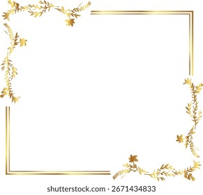 folhas ilustração de vetor de quadro floral de ouro. Bom para banner, cartaz, cartão de mensagem, cartão de festa, convite, modelo, publicidade, campanha e mídia social.