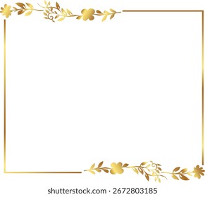 Hojas de oro floral marco Ilustración vectorial. Bueno para el Anuncio, cartel, tarjeta de felicitación, tarjeta del partido, invitación, Plantilla, publicidad, campaña y redes sociales.