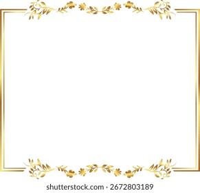 Hojas de oro floral marco Ilustración vectorial. Bueno para el Anuncio, cartel, tarjeta de felicitación, tarjeta del partido, invitación, Plantilla, publicidad, campaña y redes sociales.