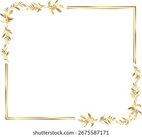 Hojas de oro floral marco Ilustración vectorial. Bueno para el Anuncio, cartel, tarjeta de felicitación, tarjeta del partido, invitación, Plantilla, publicidad, campaña y redes sociales.