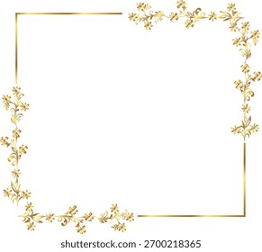 folhas ilustração de vetor de quadro floral de ouro. Bom para banner, cartaz, cartão de mensagem, cartão de festa, convite, modelo, publicidade, campanha e mídia social.
