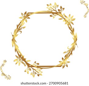 leaves Gold floral frame vector illustration. Good for banner, poster, greeting card, party card, invitation, template, advertising, campaign, and social media.