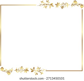 Hojas de oro floral marco Ilustración vectorial. Bueno para el Anuncio, cartel, tarjeta de felicitación, tarjeta del partido, invitación, Plantilla, publicidad, campaña y redes sociales.