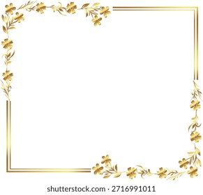 leaves Gold floral frame vector illustration. Good for banner, poster, greeting card, party card, invitation, template, advertising, campaign, and social media.