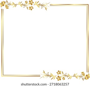 Hojas de oro floral marco Ilustración vectorial. Bueno para el Anuncio, cartel, tarjeta de felicitación, tarjeta del partido, invitación, Plantilla, publicidad, campaña y redes sociales.