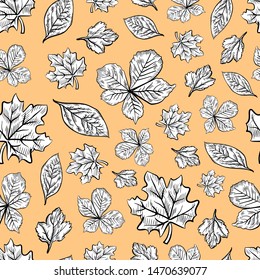 leaves graphic seamless pattern doodle sketch illustration